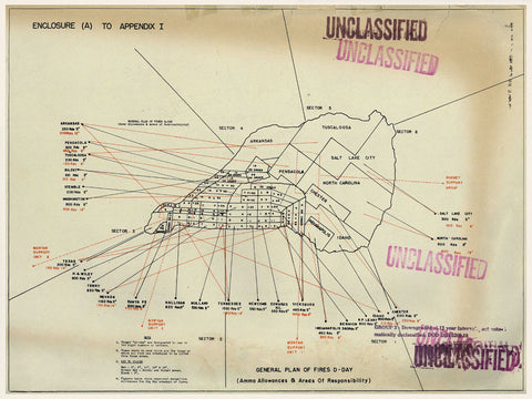 Iwo Jima, 1945, Naval Artillery Plan of Fire, WWII Map