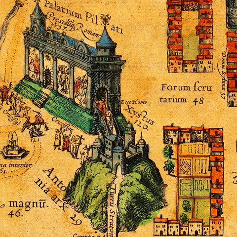 Jerusalem at the Time of Christ, 1584, Braun & Hogenberg, Framed