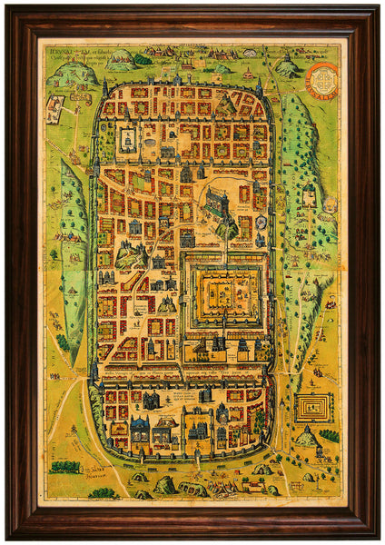 Jerusalem at the Time of Christ, 1584, Braun & Hogenberg, Framed