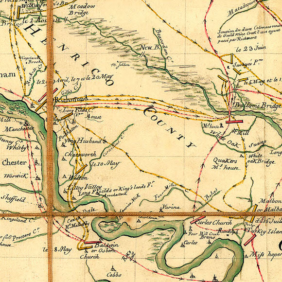 Yorktown, 1781, Lafayette’s Campaign, Cornwallis, Revolutionary War Map