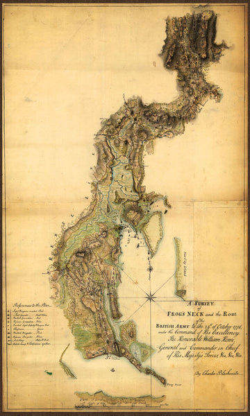 New York, 1776, Frog’s Neck, (Throggs Neck), Bronx, Revolutionary War Map