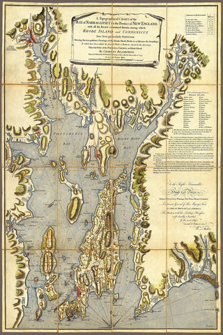 New England, 1777, Narragansett Bay, Rhode Island, Gaspée Affair, Revolutionary Era Map