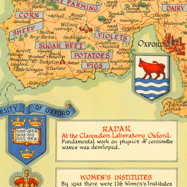 Oxfordshire, England, WWII Era Map