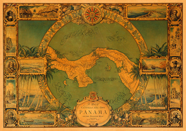 Panama, 1930, Pictorial Historical Map