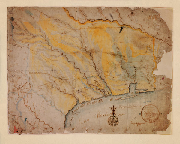 Texas, 1822, Mapa Geografico, Stephen F. Austin Manuscript Map