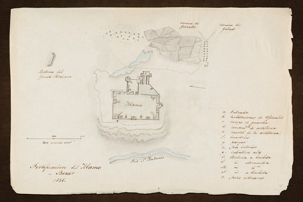 Texas, 1836, the Alamo, Berlandier Sketch, Texas Revolution