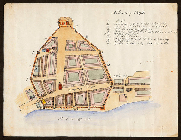 New York, 1695, Albany, Fort, John Miller, James Eights, Manuscript Plan