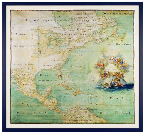 North America, 1681, l’Amérique Septentrionale, Claude Bernou, Framed Map