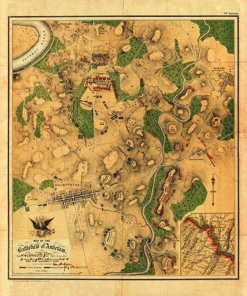 Antietam, 1862, Sharpsburg Battlefield, American Civil War, Willcox, Hotchkiss Map