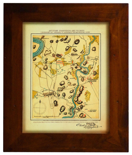 Antietam, 1862, American Civil War, Sharpsburg Battlefield, Framed Map