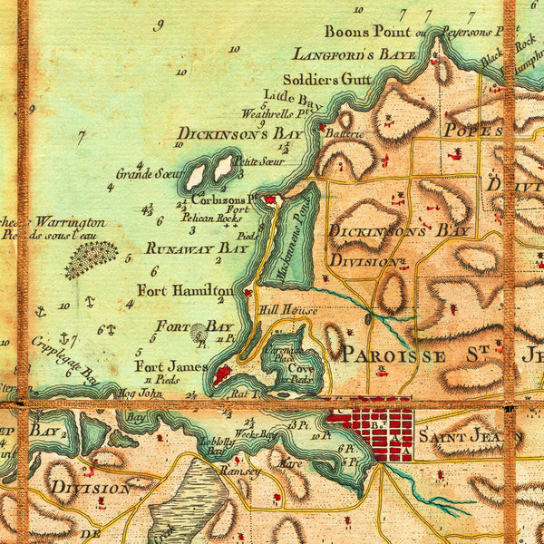 Caribbean, 1779, Antigua, Antigue, English Harbour, Old Map