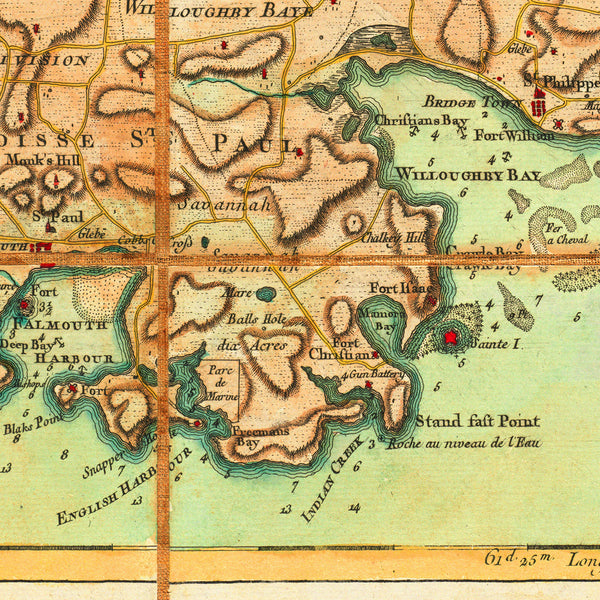 Caribbean, 1779, Antigua, Antigue, English Harbour, Old Map