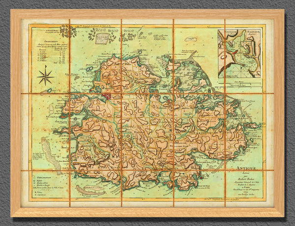 Caribbean, 1779, Antigua, Antigue, English Harbour, Old Map