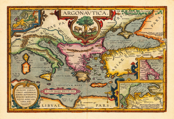 Mediterranean, Argonavtica, Greek Mythology, Ortelius Map