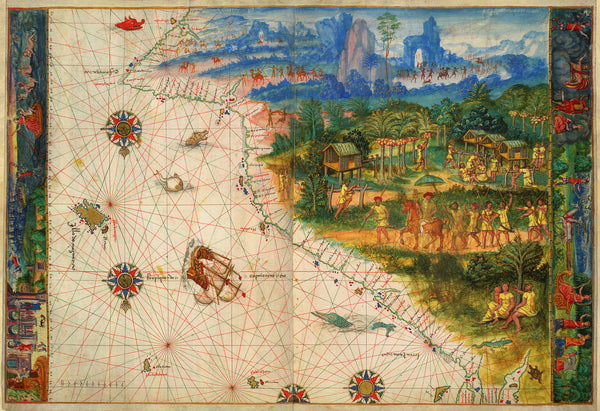 Australia, 1547, Terra Java, Vallard Atlas, Dieppe Map