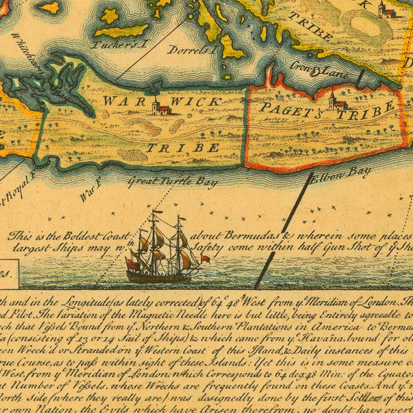 Bermuda, 1738, Lempriere & Toms Sea Chart