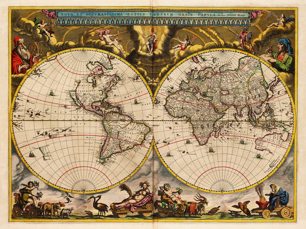 World, 1664, Blaeu, Nova & Accuratissima (II), Antique Map