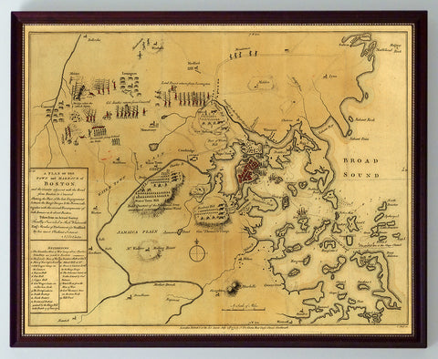 Boston, 1775,  Siege, Battle of Lexington & Concord, Framed Revolutionary War Map