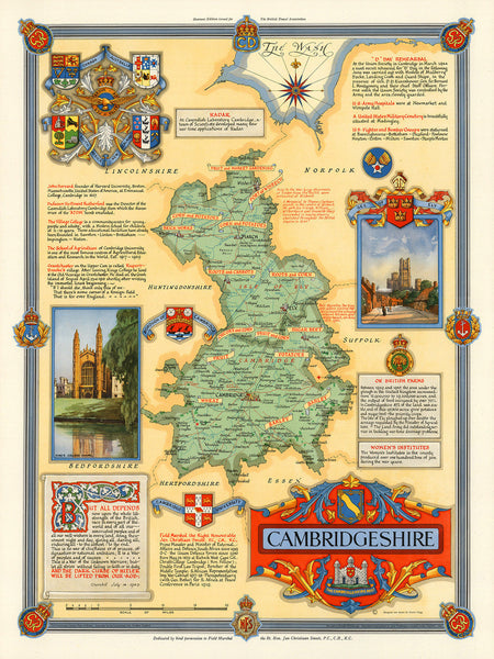 Cambridgeshire, England, WWII Era Map