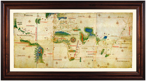 World, 1502, Cantino Planisphere, Antique Map, Framed