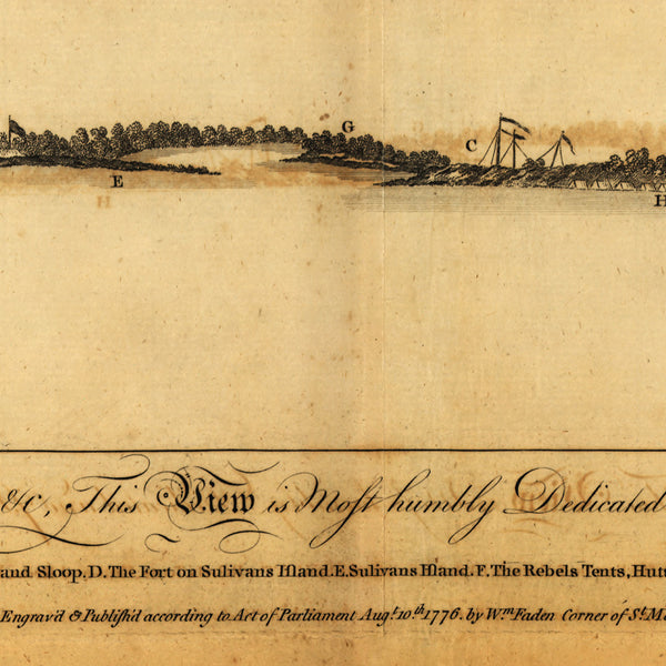 South Carolina, 1776, Charleston, Sullivan’s Island, View, Old Map