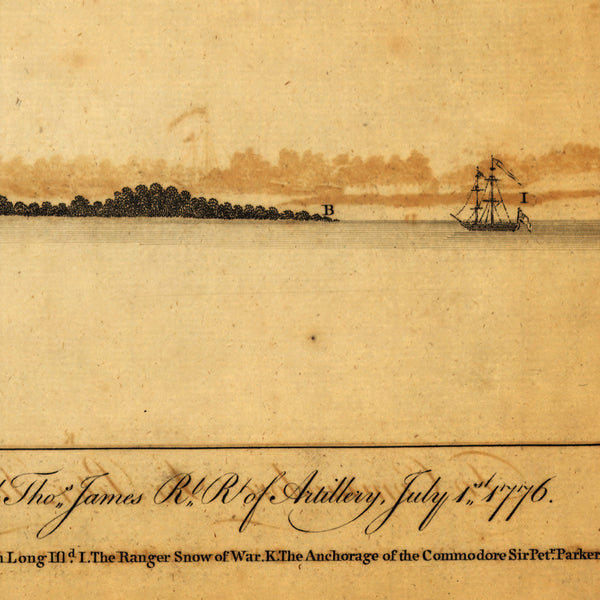 South Carolina, 1776, Charleston, Sullivan’s Island, View, Old Map