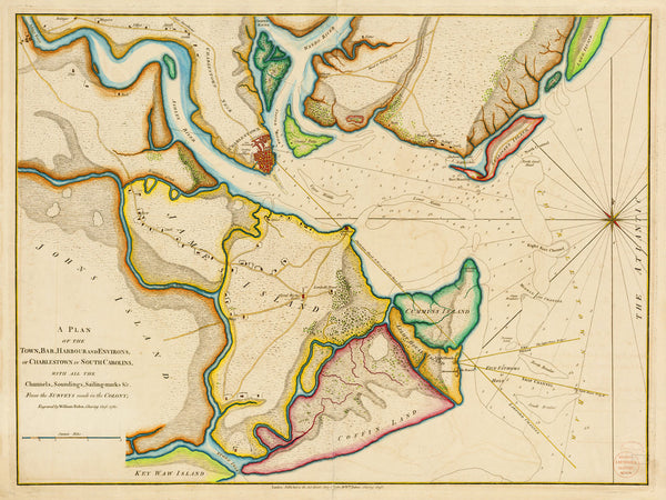 South Carolina, 1780, Charleston & Harbor, Revolutionary War Era Chart
