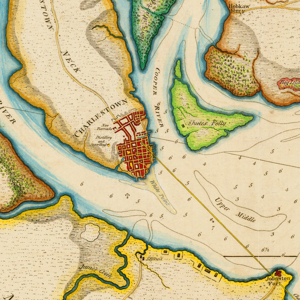 South Carolina, 1780, Charleston & Harbor, Revolutionary War Era Chart