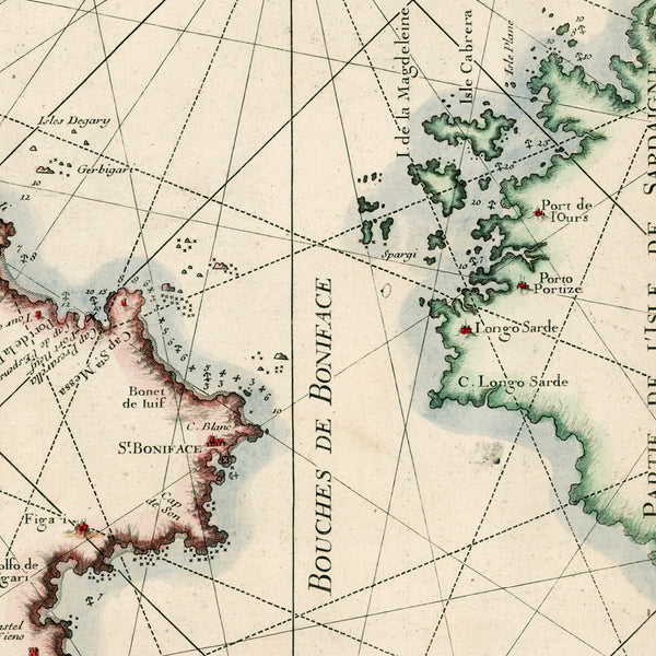 Corsica, 1719, Corse, Michelot & Bremond Map