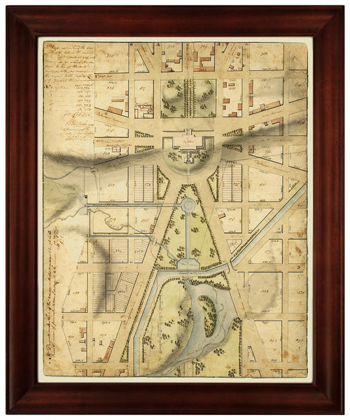 Washington, D.C., 1800s, White House, US Capitol Plans, Framed