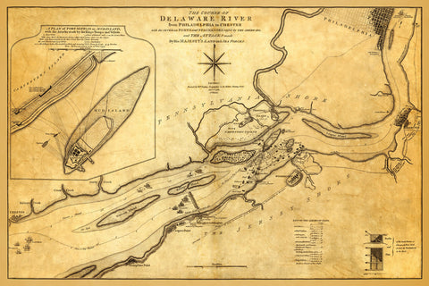 Delaware River, 1776–1777, New York, New Jersey, Philadelphia, Revolutionary War Map