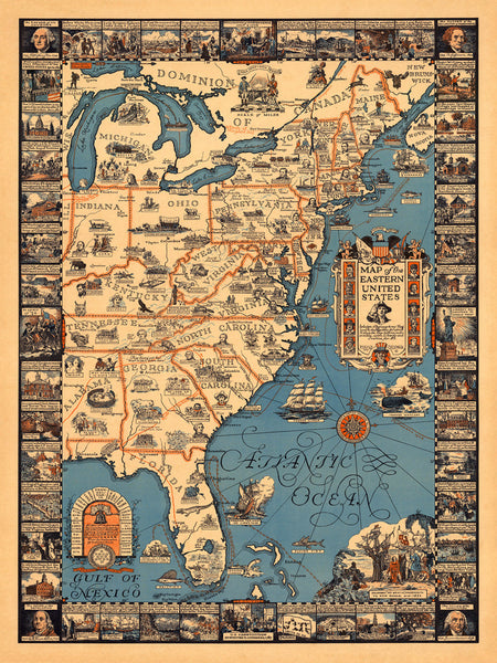 Eastern United States, 1929, Pictorial Historical Map