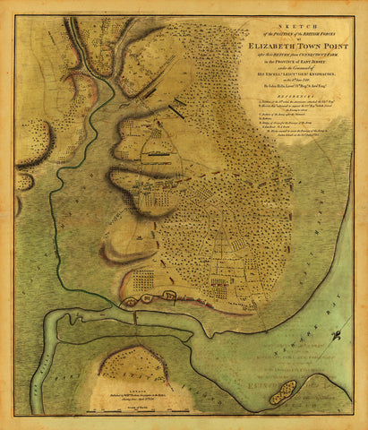 New Jersey, 1780, Elizabeth Town Point, Revolutionary War Map (I)