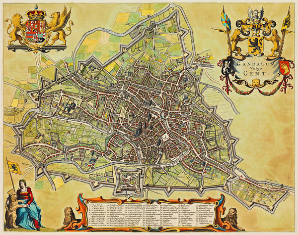 Ghent, 1698, Gand, Gandavum Vulgo Gent, De Wit, Old Map
