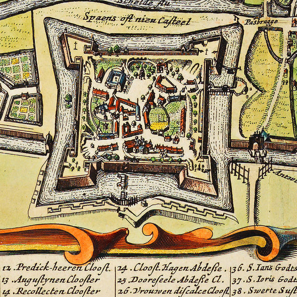 Ghent, 1698, Gand, Gandavum Vulgo Gent, De Wit, Old Map