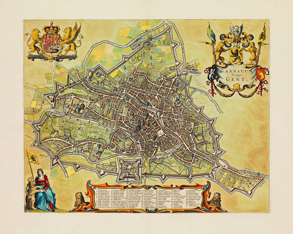 Ghent, 1698, Gand, Gandavum Vulgo Gent, De Wit, Old Map