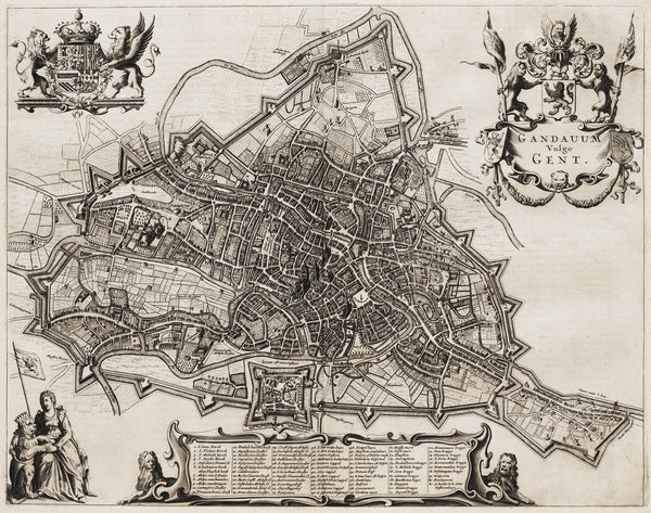Ghent, 1657, Gand, Gandavum Vulgo Gent, Janssonius, Old Map