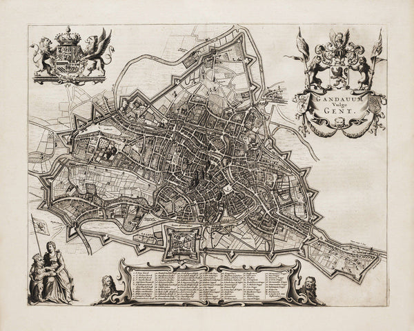 Ghent, 1657, Gand, Gandavum Vulgo Gent, Janssonius, Old Map