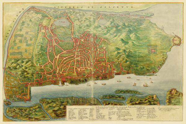 Goa, India, 1665, Vingboons, View, Old VOC Map
