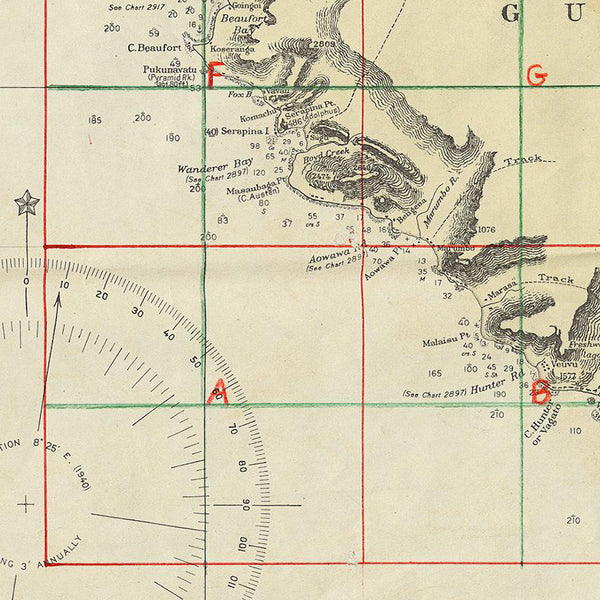 Guadalcanal, 1942-43, Solomon Islands, South Pacific, WWII Map