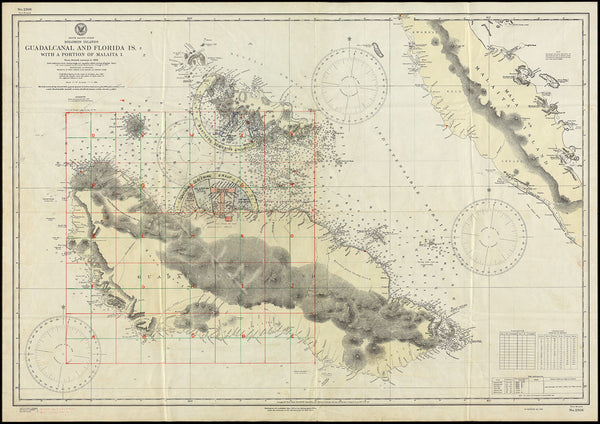 Guadalcanal, 1942-43, Solomon Islands, South Pacific, WWII Map