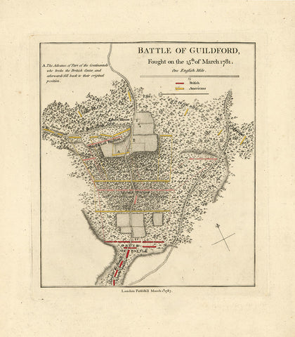 North Carolina, 1781, Guilford, Battle, Revolutionary War Map (I)