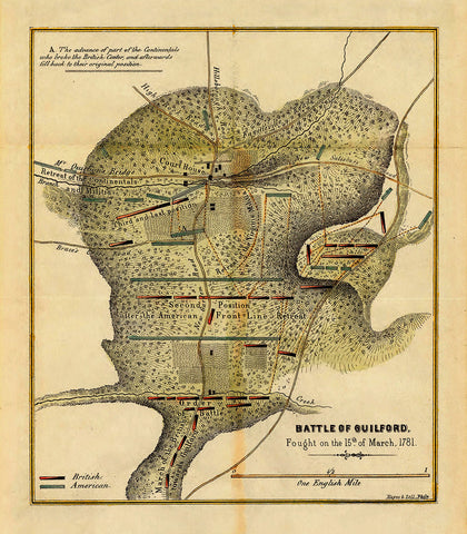 North Carolina, 1781, Guilford, Battle, Revolutionary War Map (II)