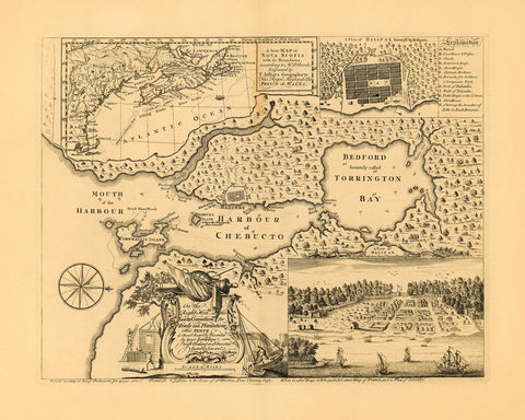 Canada, 1750, Halifax, Nova Scotia, Plan, View & Map (II)