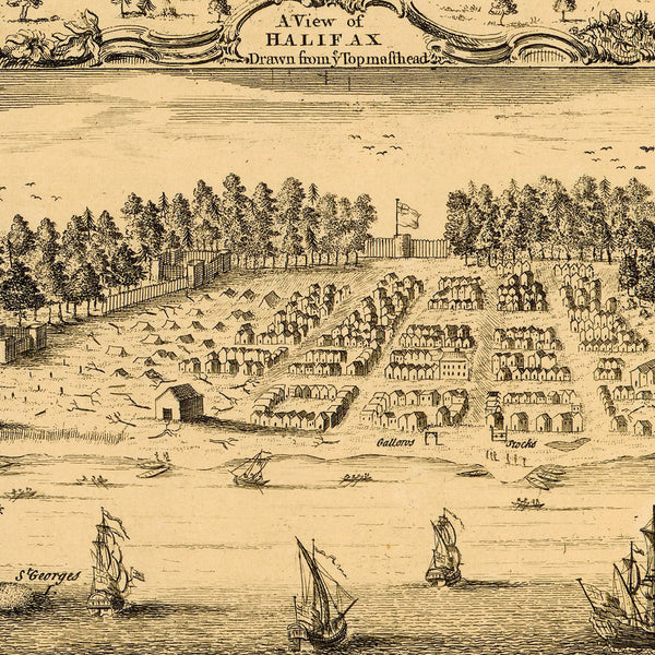 Canada, 1750, Halifax, Nova Scotia, Plan, View & Map (II)