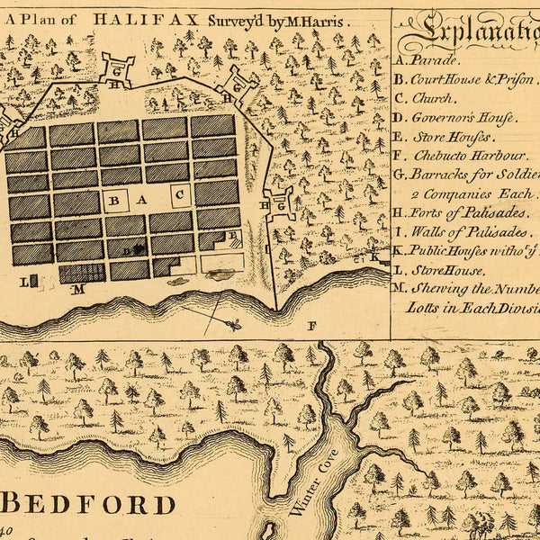 Canada, 1750, Halifax, Nova Scotia, Plan, View & Map (II)