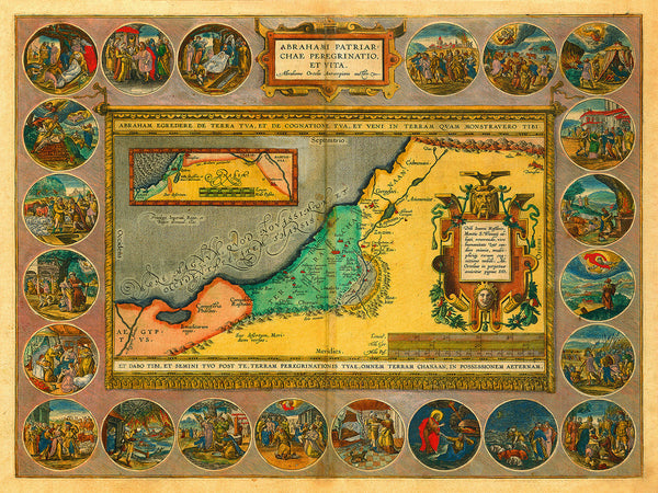 Holy Land, Abraham’s Life & Travels, Antique Map