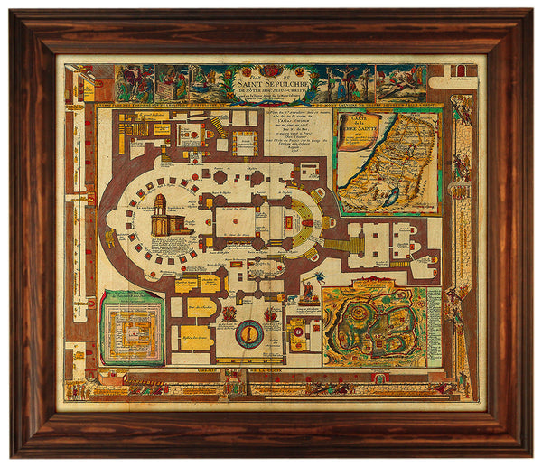 Holy Sepulchre of Christ, Jerusalem, Antique Plan, Framed