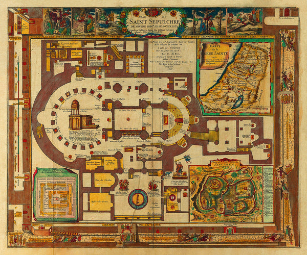 Holy Sepulchre of Christ, Jerusalem, Israel, Antique Plan