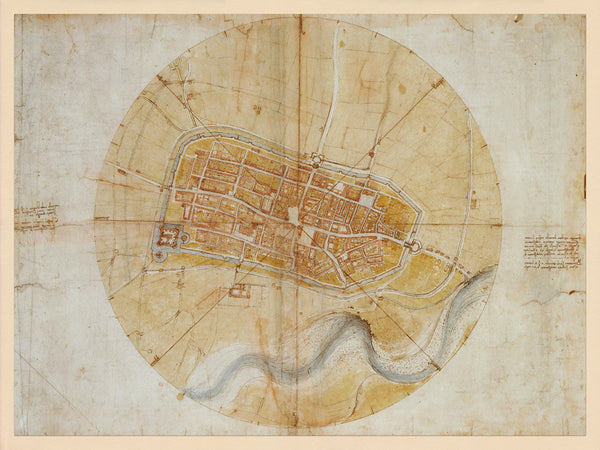 Italy, 1502, Imola, Borgia Map, Leonardo da Vinci